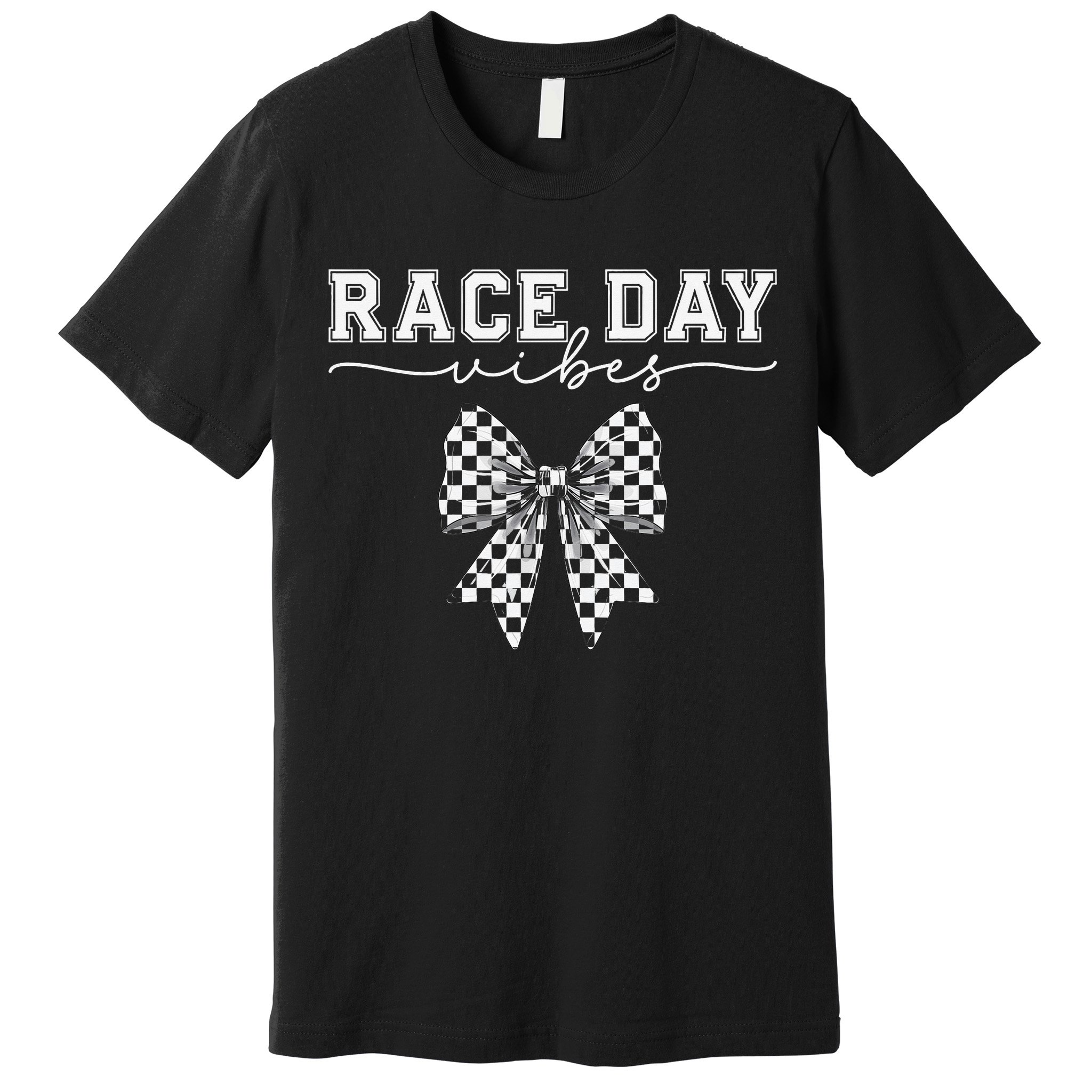 Race Day Vibes Checkered Coquette Bow Car Racing Race Day Premium T-Shirt