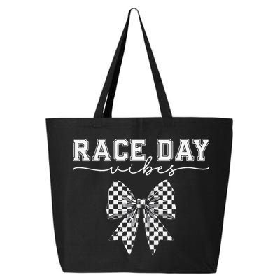 Race Day Vibes Checkered Coquette Bow Car Racing Race Day 25L Jumbo Tote