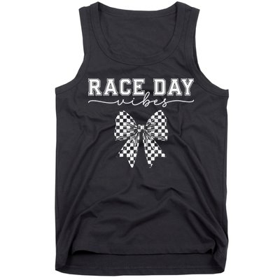 Race Day Vibes Checkered Coquette Bow Car Racing Race Day Tank Top