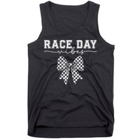 Race Day Vibes Checkered Coquette Bow Car Racing Race Day Tank Top