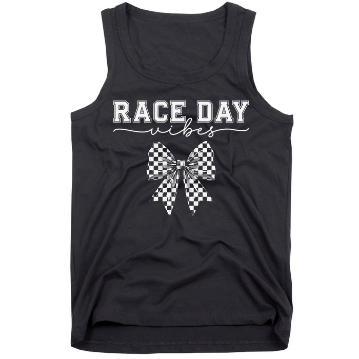 Race Day Vibes Checkered Coquette Bow Car Racing Race Day Tank Top