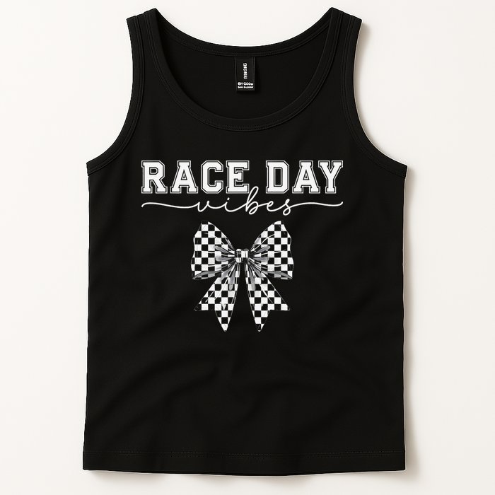 Race Day Vibes Checkered Coquette Bow Car Racing Race Day Tank Top