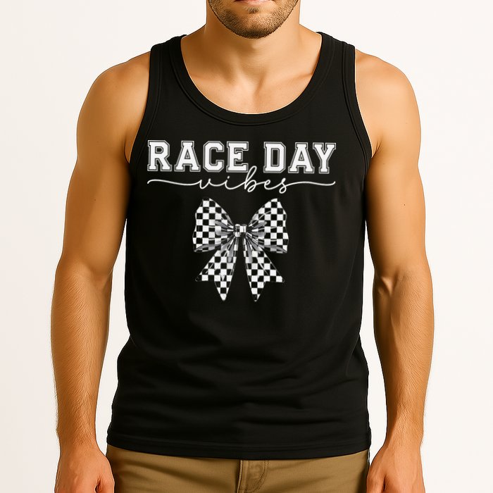 Race Day Vibes Checkered Coquette Bow Car Racing Race Day Tank Top