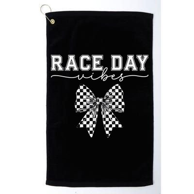 Race Day Vibes Checkered Coquette Bow Car Racing Race Day Golf Towel