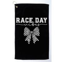 Race Day Vibes Checkered Coquette Bow Car Racing Race Day Golf Towel