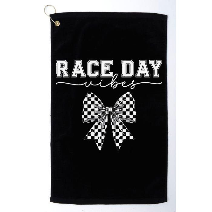 Race Day Vibes Checkered Coquette Bow Car Racing Race Day Golf Towel