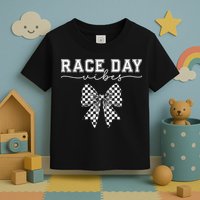 Race Day Vibes Checkered Coquette Bow Car Racing Race Day Toddler T-Shirt