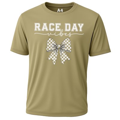Race Day Vibes Checkered Coquette Bow Car Racing Race Day Cooling Performance Crew T-Shirt