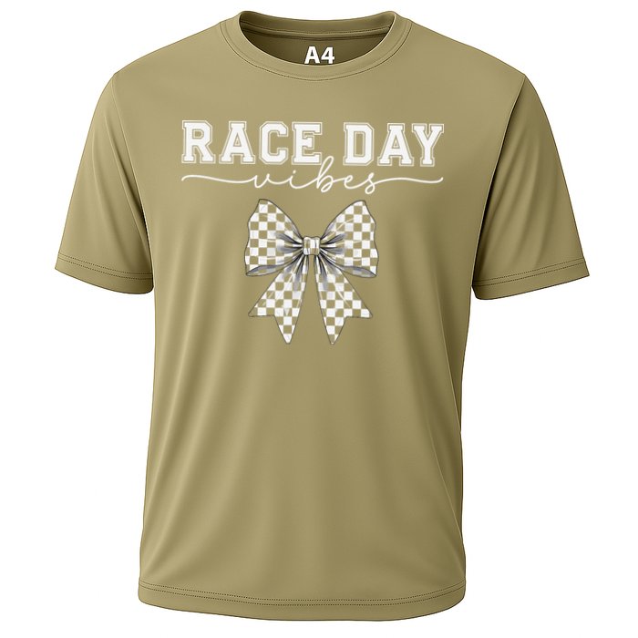 Race Day Vibes Checkered Coquette Bow Car Racing Race Day Cooling Performance Crew T-Shirt