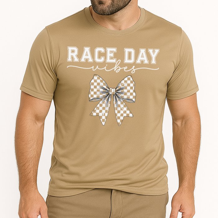 Race Day Vibes Checkered Coquette Bow Car Racing Race Day Cooling Performance Crew T-Shirt