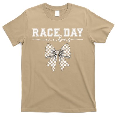 Race Day Vibes Checkered Coquette Bow Car Racing Race Day T-Shirt