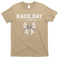 Race Day Vibes Checkered Coquette Bow Car Racing Race Day T-Shirt