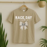 Race Day Vibes Checkered Coquette Bow Car Racing Race Day T-Shirt