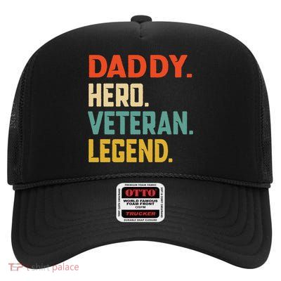 Retro Daddy Veteran Legend Gift High Crown Mesh Back Trucker Hat