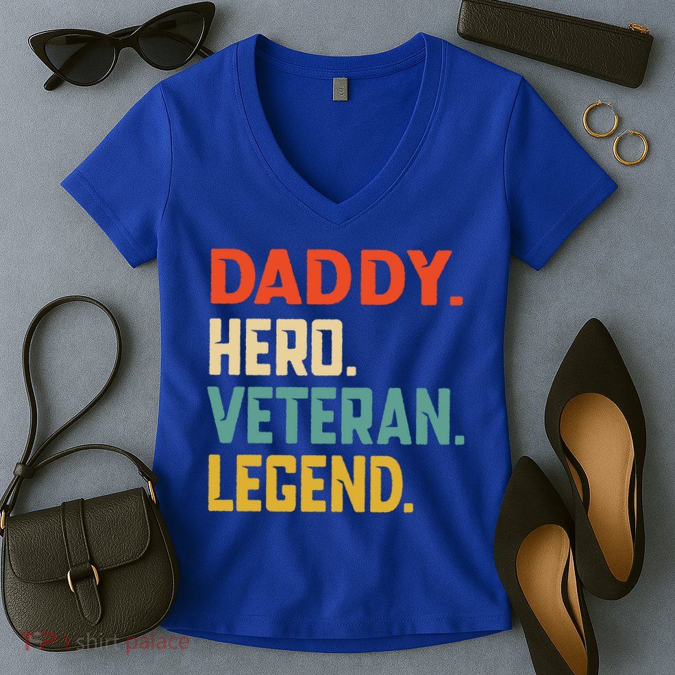 Retro Daddy Veteran Legend Gift Women's V-Neck T-Shirt