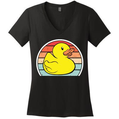 Rubber Duck Vintage Rubber Duckie Retro Women's V-Neck T-Shirt