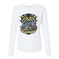 Retro Distressed Vintage Monster Truck Womens Cotton Relaxed Long Sleeve T-Shirt