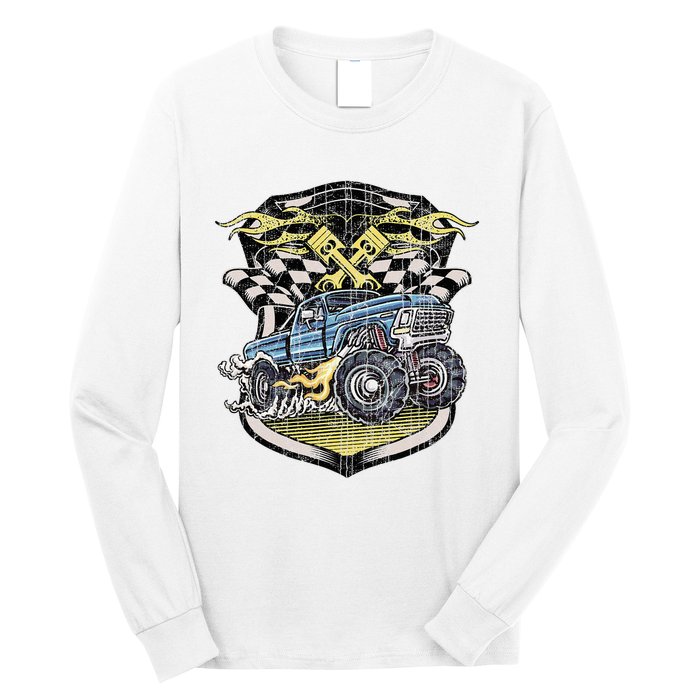 Retro Distressed Vintage Monster Truck Long Sleeve Shirt