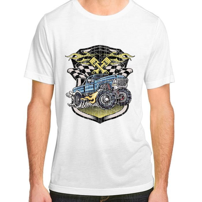 Retro Distressed Vintage Monster Truck Adult ChromaSoft Performance T-Shirt