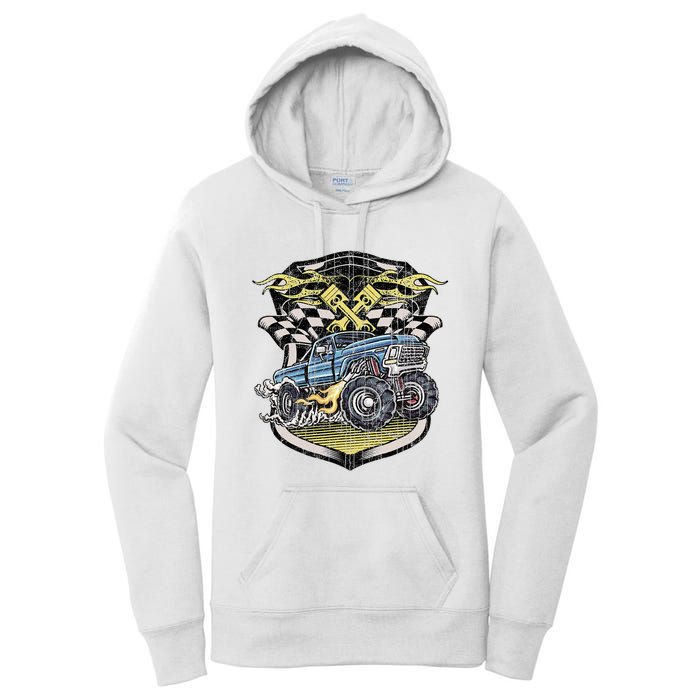 Retro Distressed Vintage Monster Truck Women's Pullover Hoodie