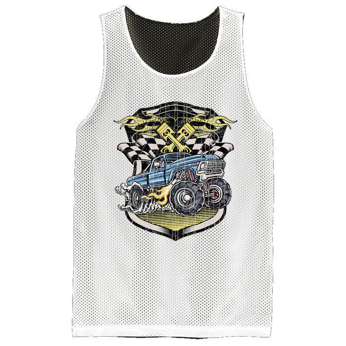 Retro Distressed Vintage Monster Truck Mesh Reversible Basketball Jersey Tank