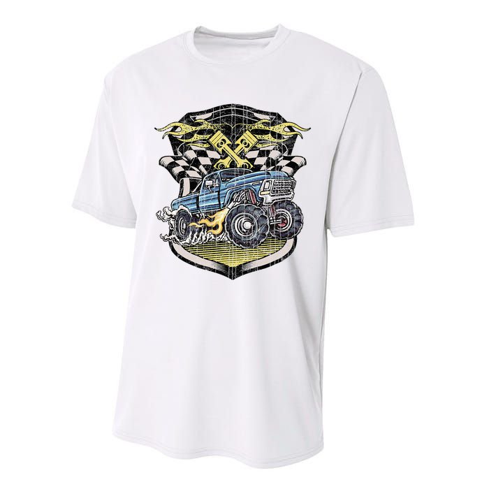 Retro Distressed Vintage Monster Truck Performance Sprint T-Shirt