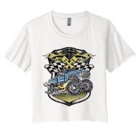 Retro Distressed Vintage Monster Truck Women's Crop Top Tee