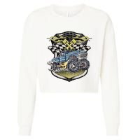 Retro Distressed Vintage Monster Truck Cropped Pullover Crew