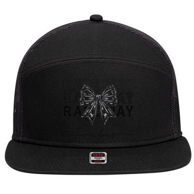 Race Day Vibes Checkered Coquette Bow Car Racing Race Day 7 Panel Mesh Trucker Snapback Hat