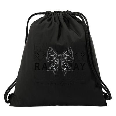 Race Day Vibes Checkered Coquette Bow Car Racing Race Day Drawstring Bag