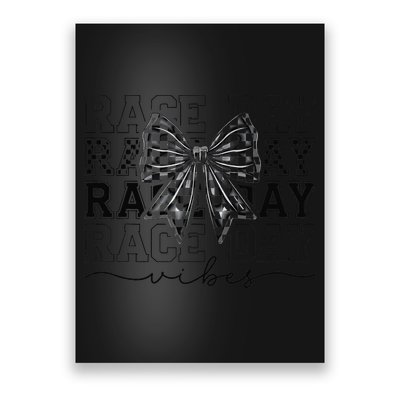 Race Day Vibes Checkered Coquette Bow Car Racing Race Day Poster