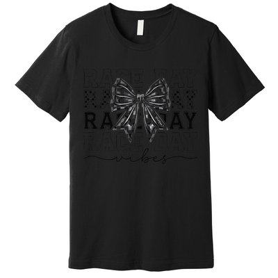 Race Day Vibes Checkered Coquette Bow Car Racing Race Day Premium T-Shirt