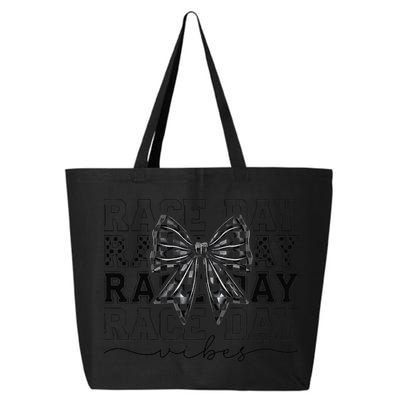 Race Day Vibes Checkered Coquette Bow Car Racing Race Day 25L Jumbo Tote