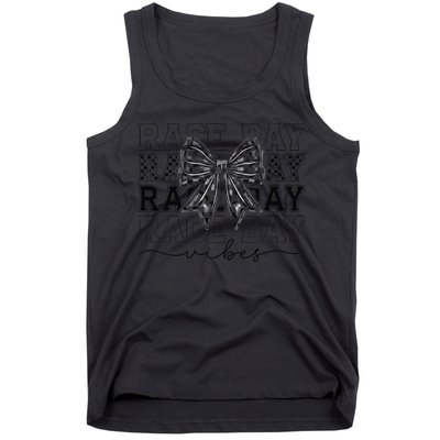 Race Day Vibes Checkered Coquette Bow Car Racing Race Day Tank Top