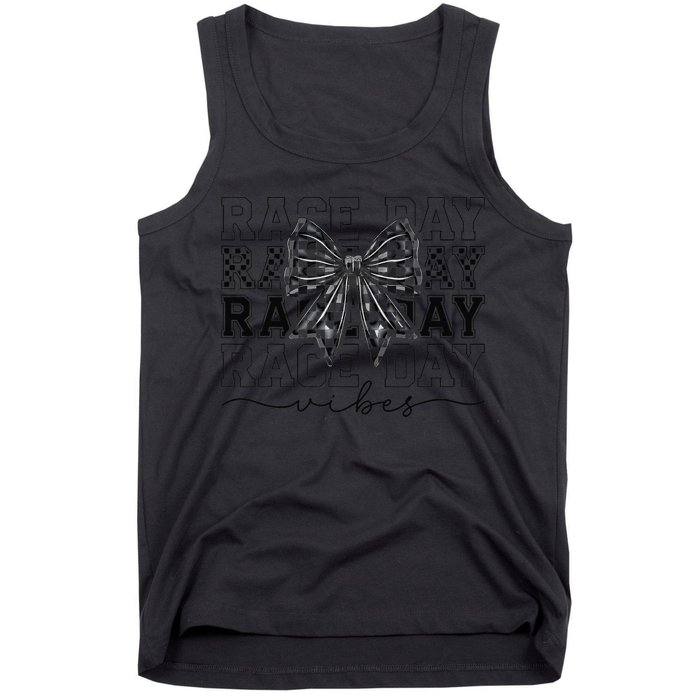 Race Day Vibes Checkered Coquette Bow Car Racing Race Day Tank Top