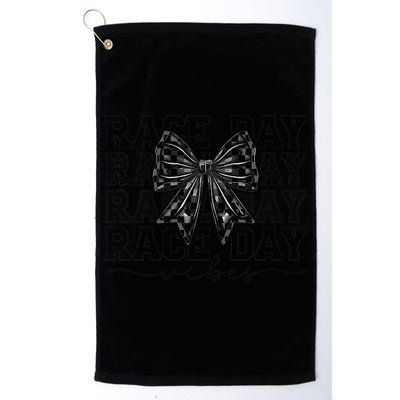 Race Day Vibes Checkered Coquette Bow Car Racing Race Day Golf Towel