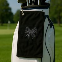 Race Day Vibes Checkered Coquette Bow Car Racing Race Day Golf Towel