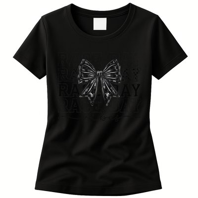 Race Day Vibes Checkered Coquette Bow Car Racing Race Day Womens T-Shirt