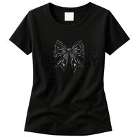 Race Day Vibes Checkered Coquette Bow Car Racing Race Day Womens T-Shirt