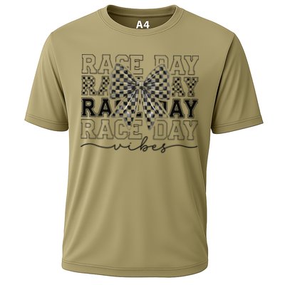 Race Day Vibes Checkered Coquette Bow Car Racing Race Day Cooling Performance Crew T-Shirt