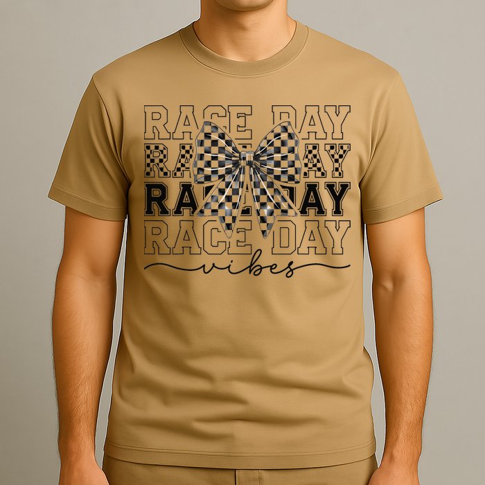 Race Day Vibes Checkered Coquette Bow Car Racing Race Day T-Shirt