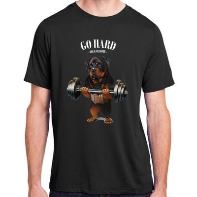 Rottweiler Dog Weightlifting In Fitness Gym Adult ChromaSoft Performance T-Shirt