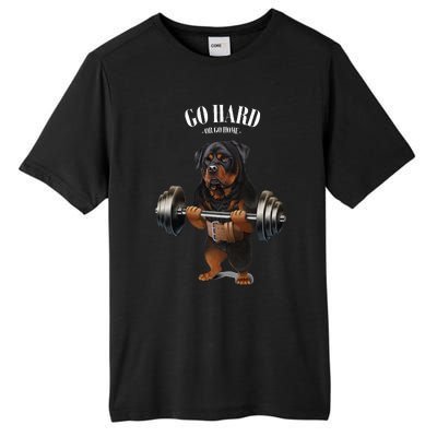 Rottweiler Dog Weightlifting In Fitness Gym Tall Fusion ChromaSoft Performance T-Shirt