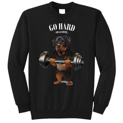 Rottweiler Dog Weightlifting In Fitness Gym Tall Sweatshirt