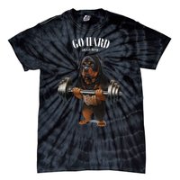 Rottweiler Dog Weightlifting In Fitness Gym Tie-Dye T-Shirt