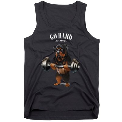 Rottweiler Dog Weightlifting In Fitness Gym Tank Top