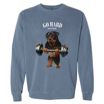 Rottweiler Dog Weightlifting In Fitness Gym Garment-Dyed Sweatshirt