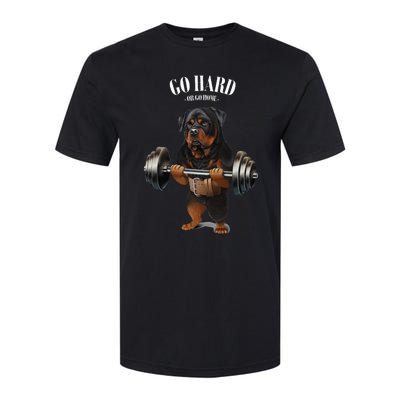 Rottweiler Dog Weightlifting In Fitness Gym Softstyle® CVC T-Shirt