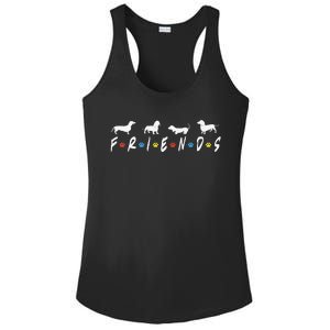 Retro Doxie Weiner Dog Friends Tee Funny Dachshund Lover Ladies PosiCharge Competitor Racerback Tank