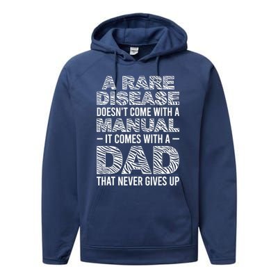 Rare Disease Warrior Dad Rare Disease Awareness Father Performance Fleece Hoodie